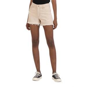 Kut from the Kloth High-Waist Frayed Hem Shorts in Light Beige